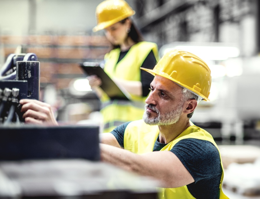 Workers in a warehouse.